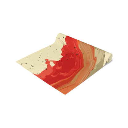 Brushstroke Table Runner, Creme and Orange (Cotton, Poly)