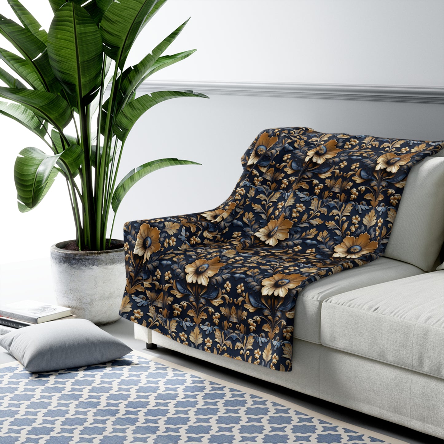 Elegant Floral Sherpa Fleece Blanket – Cozy Decorative Throw for Home. Perfect Gift for Any Occasion