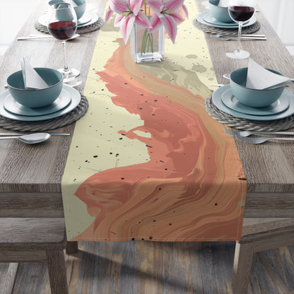 Brushstroke Table Runner, Creme and Orange (Cotton, Poly)