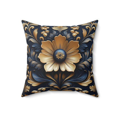 Elegant Floral Spun Polyester Square Pillow