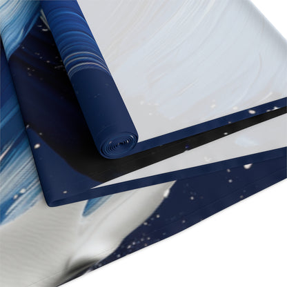 Brushstroke Table Runner, Blue, Black, and White (Cotton, Poly)