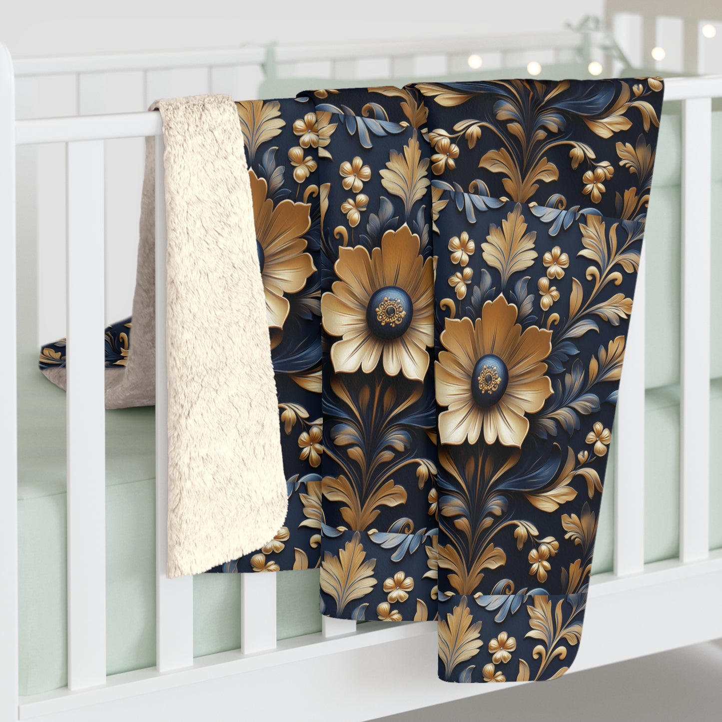 Elegant Floral Sherpa Fleece Blanket – Cozy Decorative Throw for Home. Perfect Gift for Any Occasion