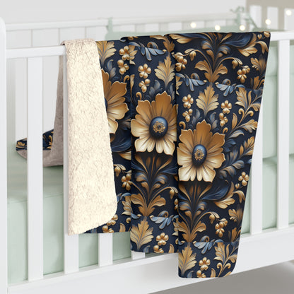 Elegant Floral Sherpa Fleece Blanket – Cozy Decorative Throw for Home. Perfect Gift for Any Occasion