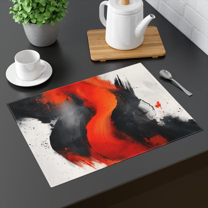 Brushstroke Placemat (Red, Black, and White), 1pc