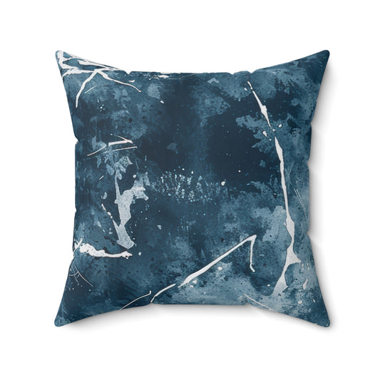 Blue and White Scratch Pattern Square Pillow