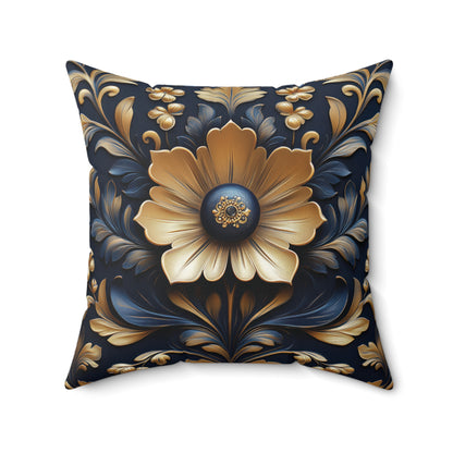 Elegant Floral Spun Polyester Square Pillow